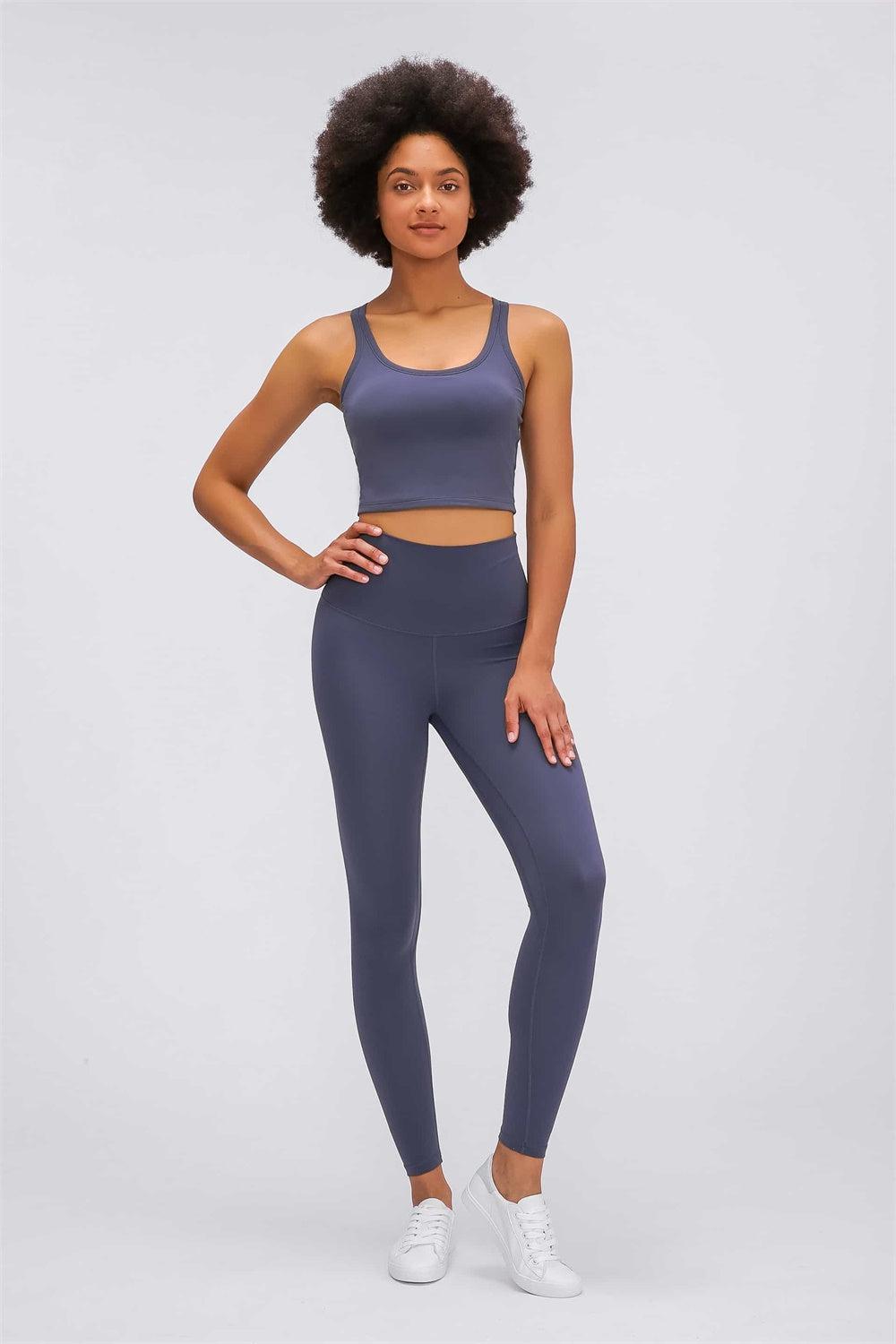 Feel Like Skin Elastic Waistband Yoga Leggings BLUE ZONE PLANET