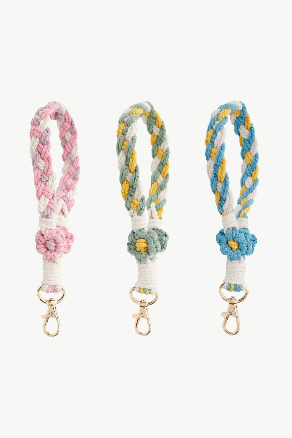 Floral Braided Wristlet Key Chain BLUE ZONE PLANET