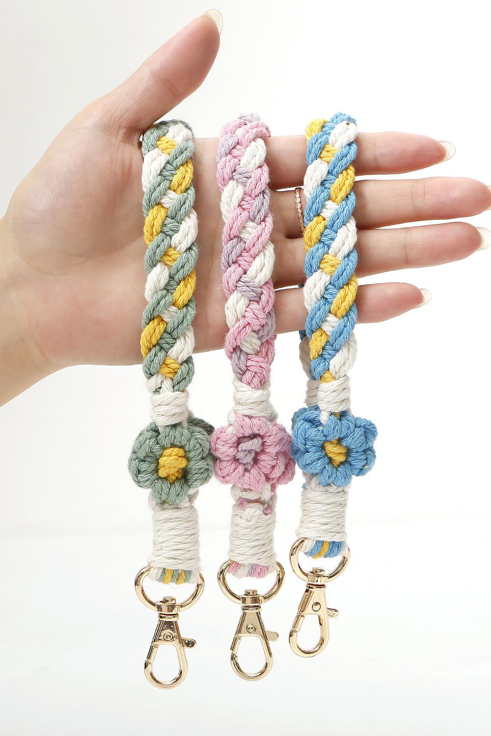 Floral Braided Wristlet Key Chain BLUE ZONE PLANET