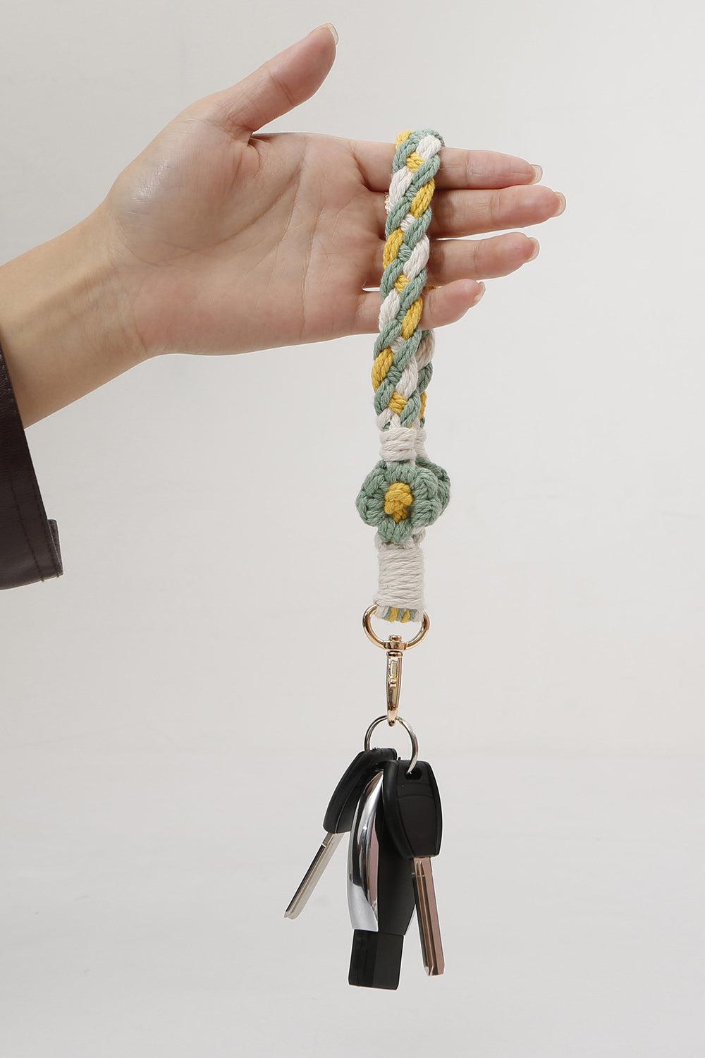 Floral Braided Wristlet Key Chain BLUE ZONE PLANET