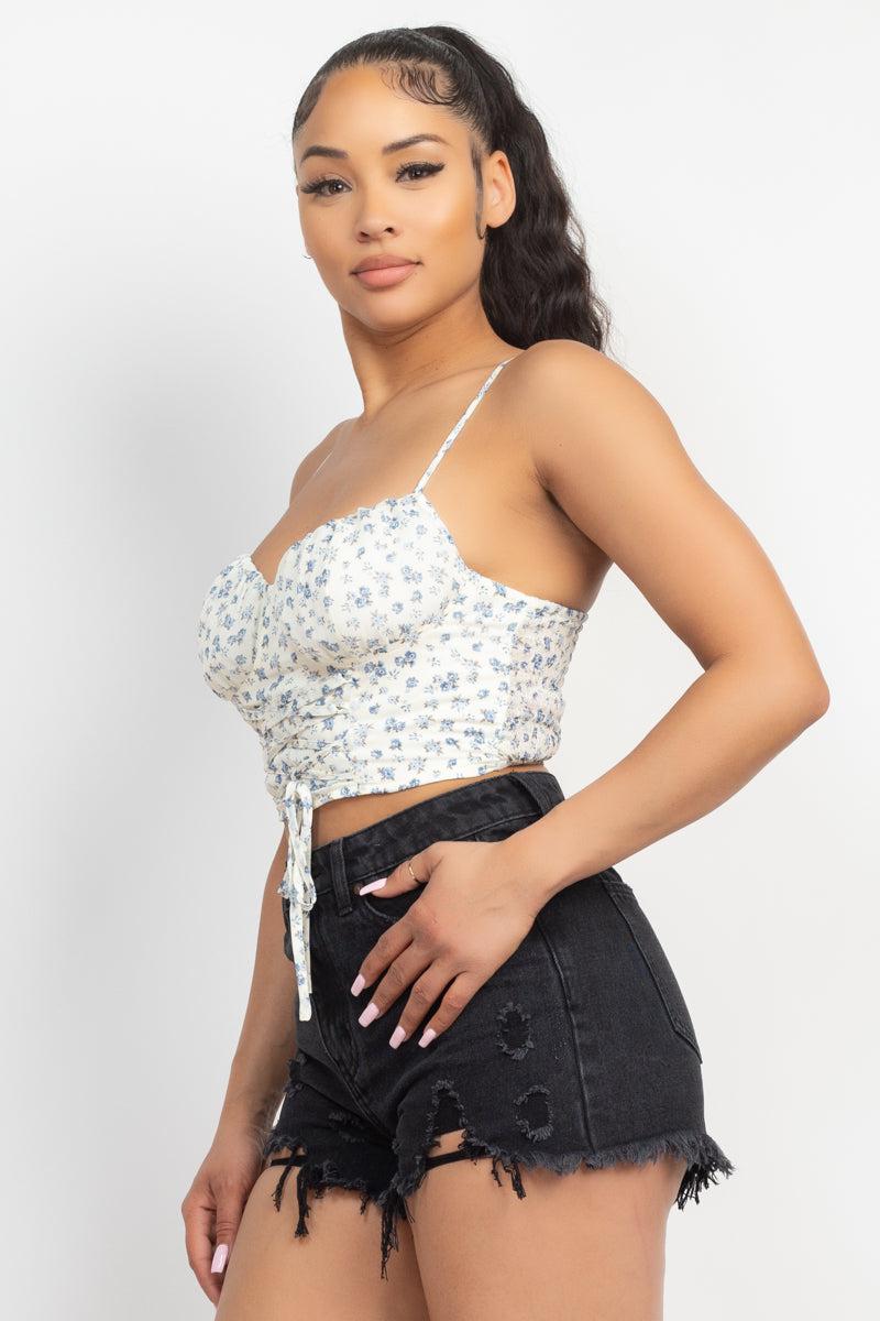 Floral Ditsy Front Tie Top Blue Zone Planet