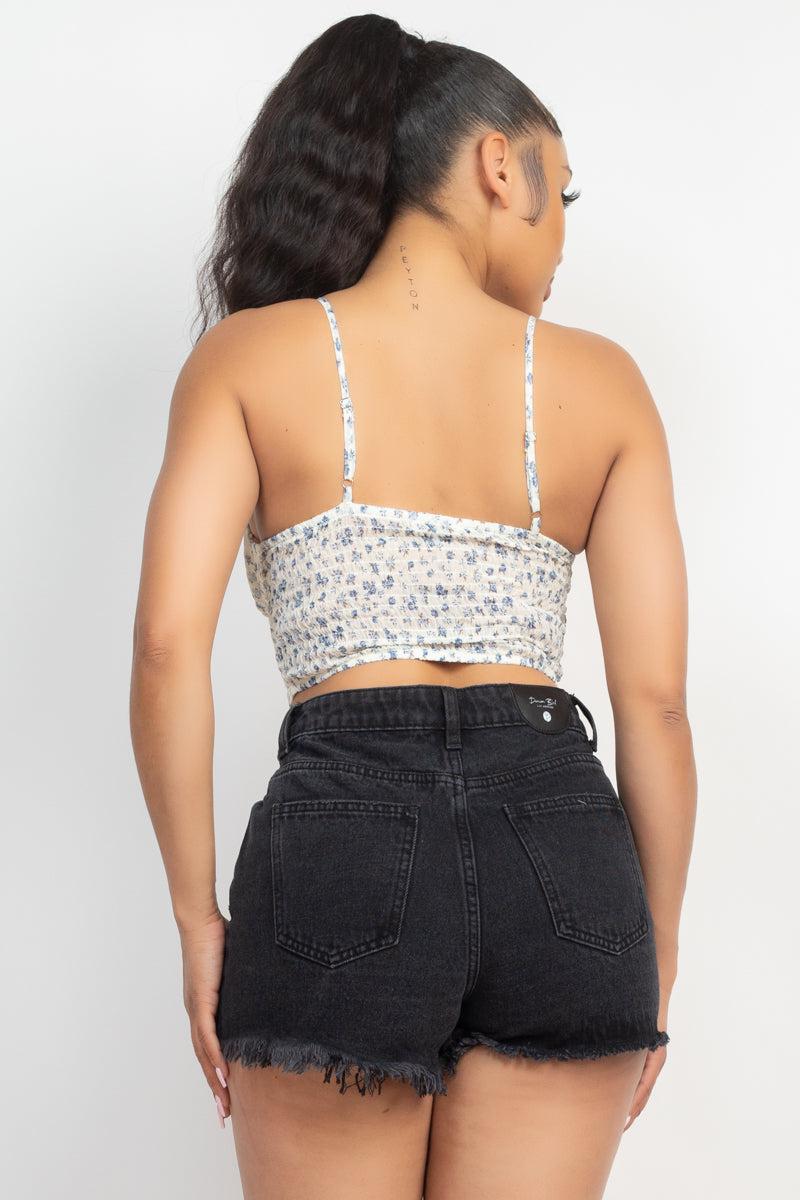 Floral Ditsy Front Tie Top Blue Zone Planet