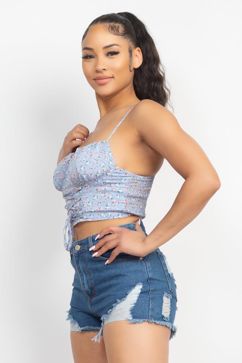 Floral Ditsy Front Tie Top Blue Zone Planet