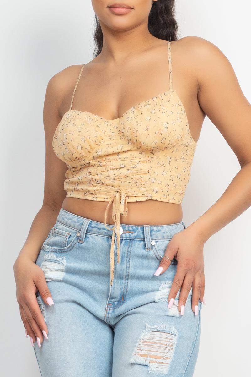 Floral Ditsy Front Tie Top Blue Zone Planet