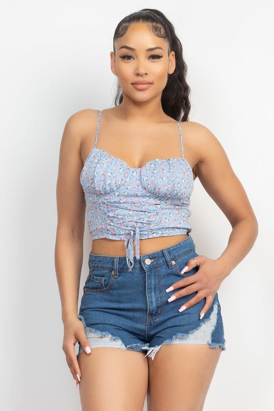 Floral Ditsy Front Tie Top Blue Zone Planet