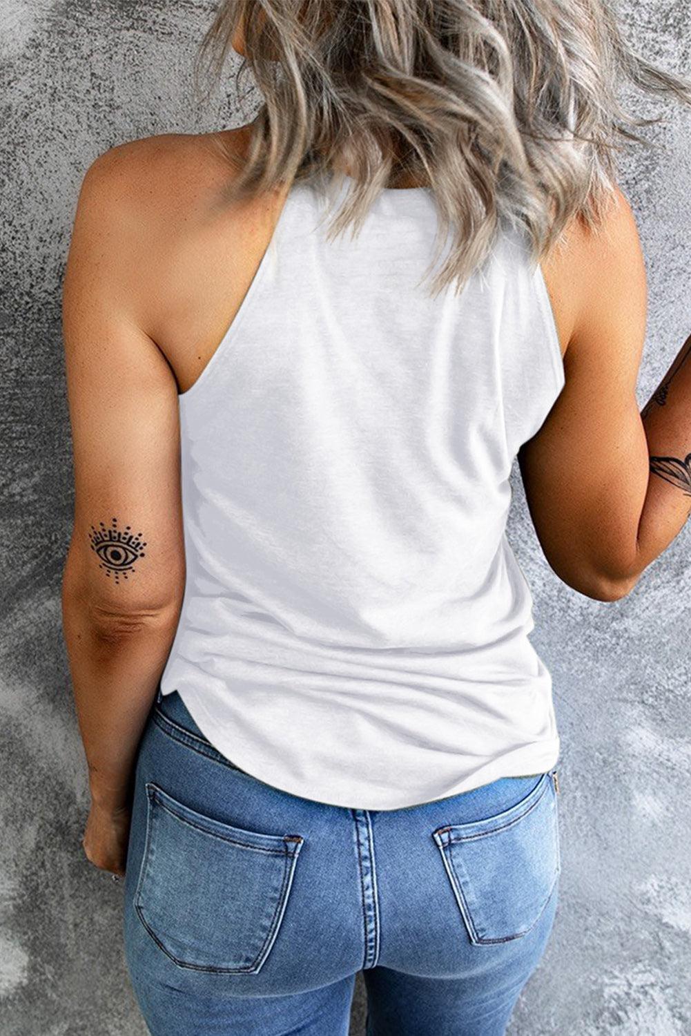 Floral Graphic Grecian Neck Tank BLUE ZONE PLANET