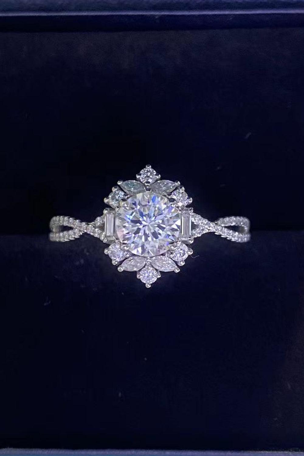 Floral Moissanite Crisscross Ring BLUE ZONE PLANET