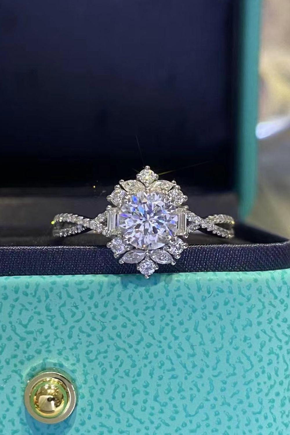 Floral Moissanite Crisscross Ring BLUE ZONE PLANET