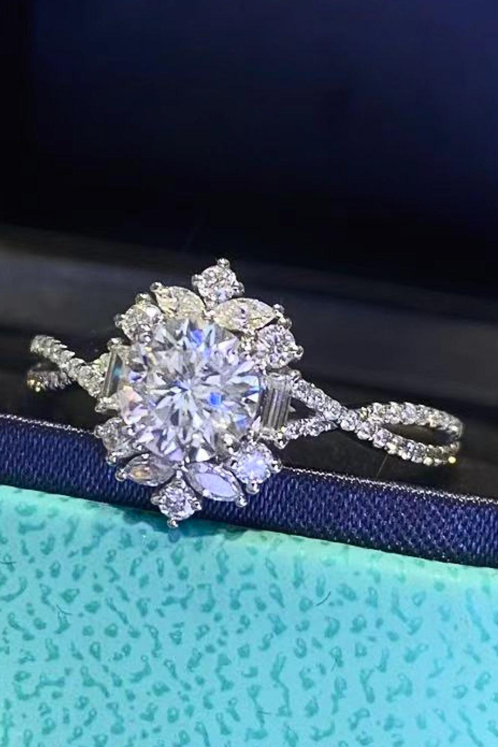 Floral Moissanite Crisscross Ring BLUE ZONE PLANET