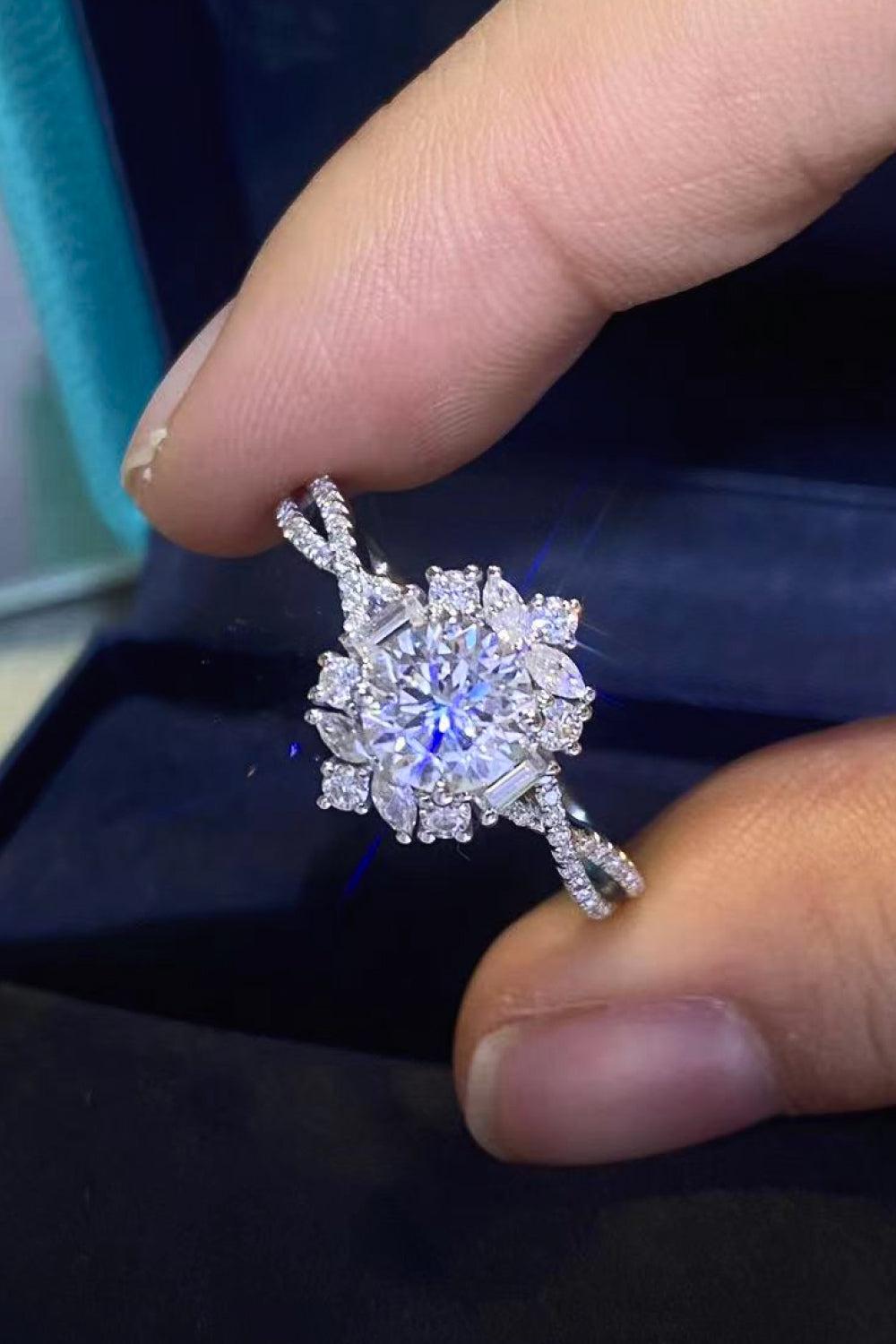Floral Moissanite Crisscross Ring BLUE ZONE PLANET