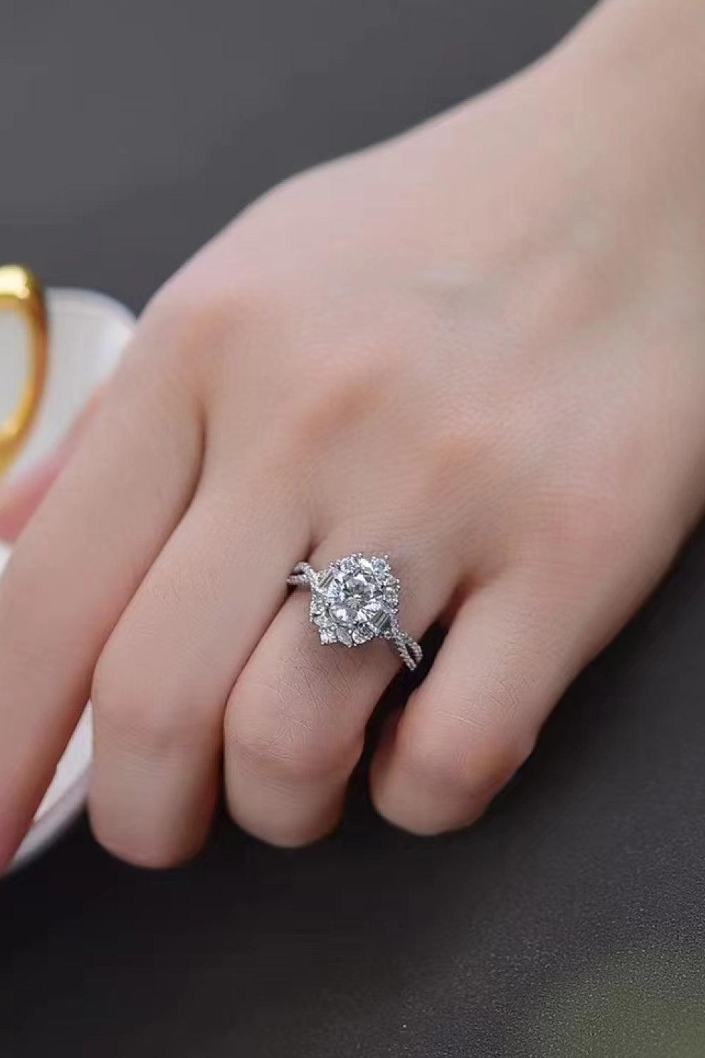 Floral Moissanite Crisscross Ring BLUE ZONE PLANET