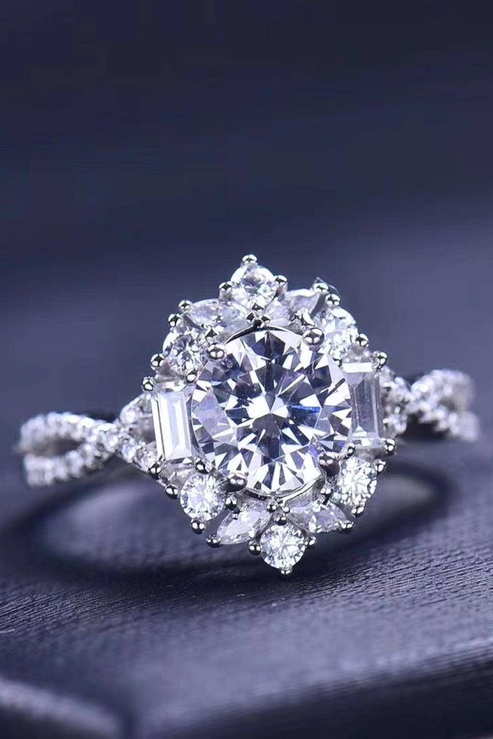 Floral Moissanite Crisscross Ring BLUE ZONE PLANET