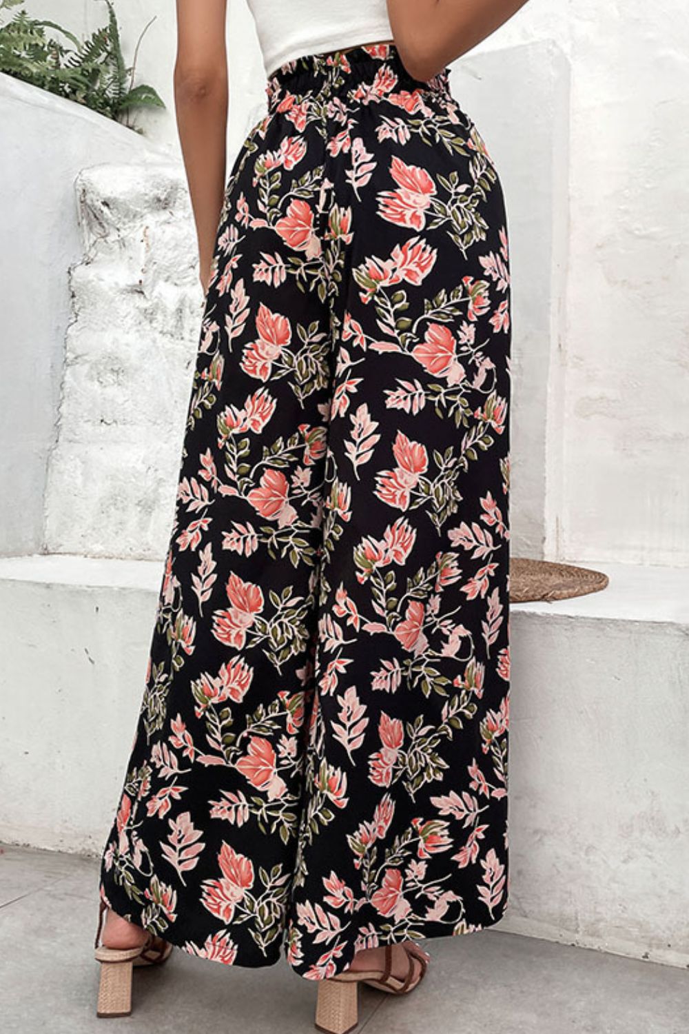 Floral Pull-On Wide Leg Pants BLUE ZONE PLANET