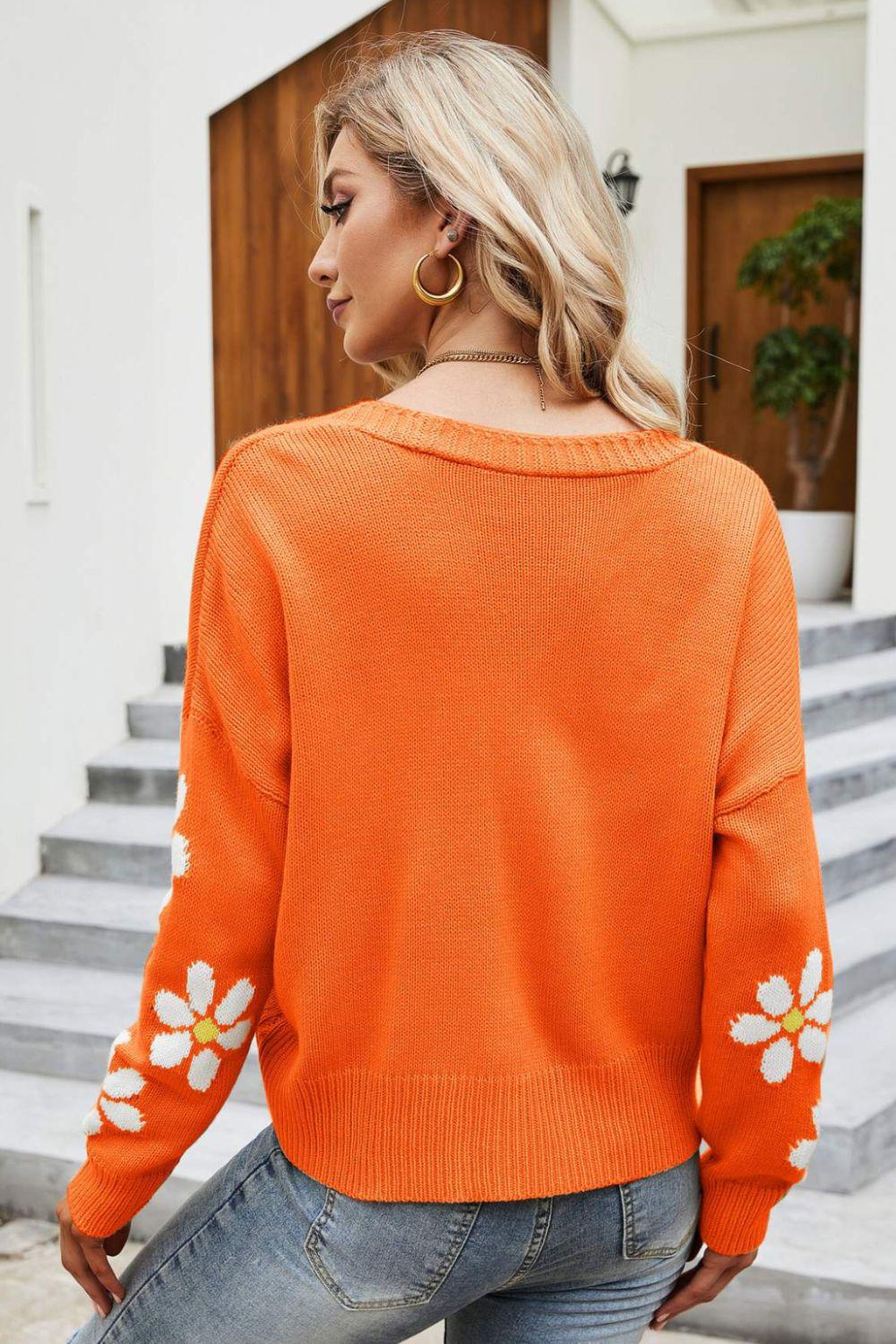 Floral Ribbed Trim Drop Shoulder Cardigan BLUE ZONE PLANET