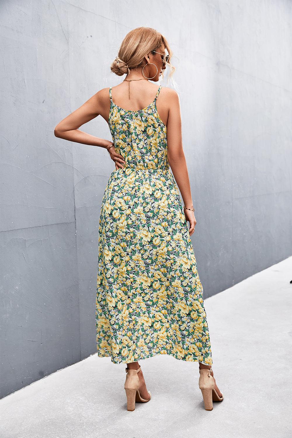Floral Spaghetti Strap Surplice Romper with Skirt Overlay BLUE ZONE PLANET