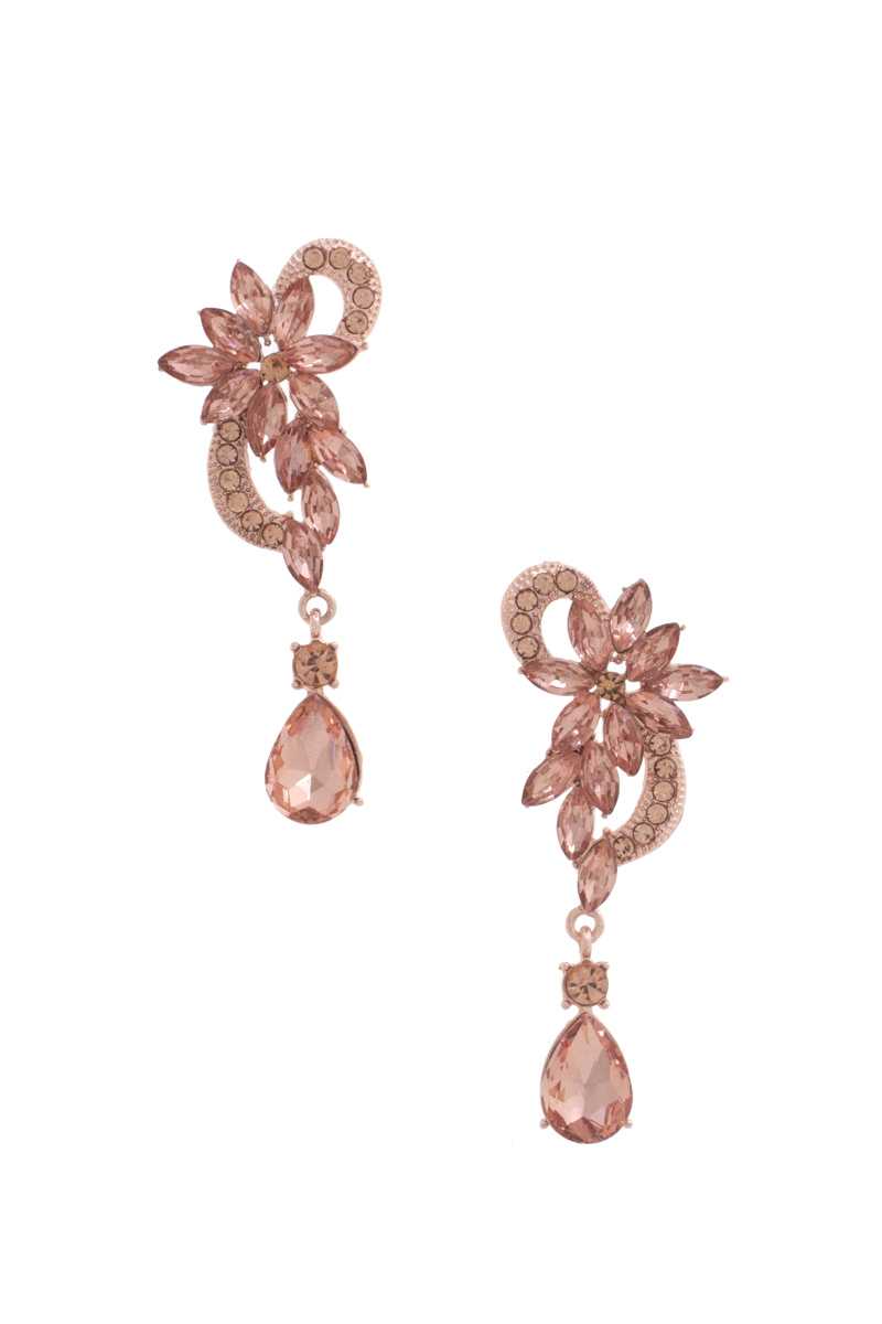 Flower Rhinestone Dangle Earring Blue Zone Planet