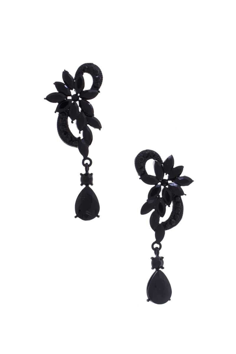 Flower Rhinestone Dangle Earring Blue Zone Planet