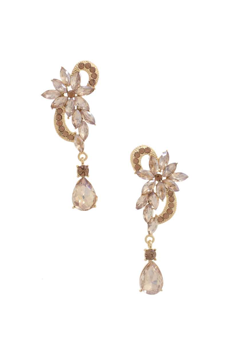 Flower Rhinestone Dangle Earring Blue Zone Planet