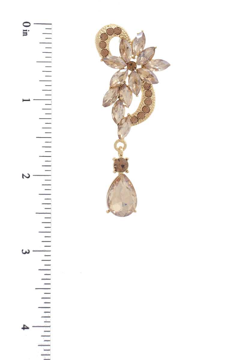 Flower Rhinestone Dangle Earring Blue Zone Planet