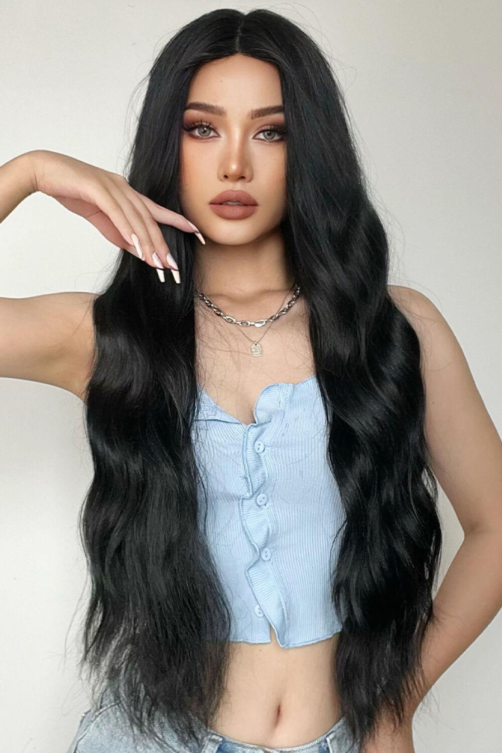 Full Machine Long Wave Synthetic Wigs 28'' BLUE ZONE PLANET