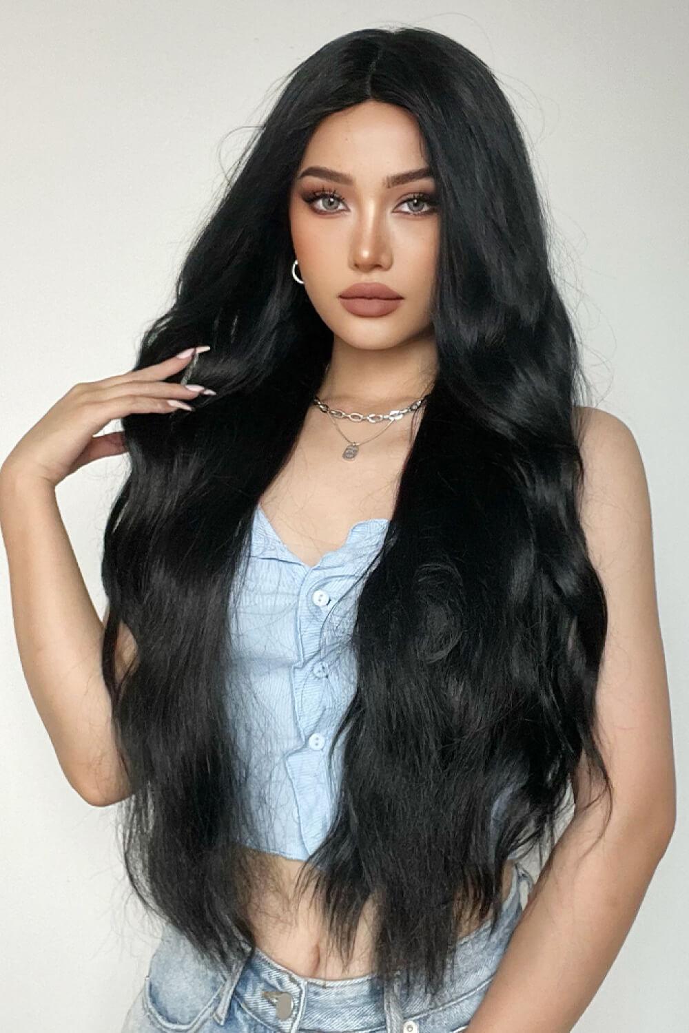Full Machine Long Wave Synthetic Wigs 28'' BLUE ZONE PLANET