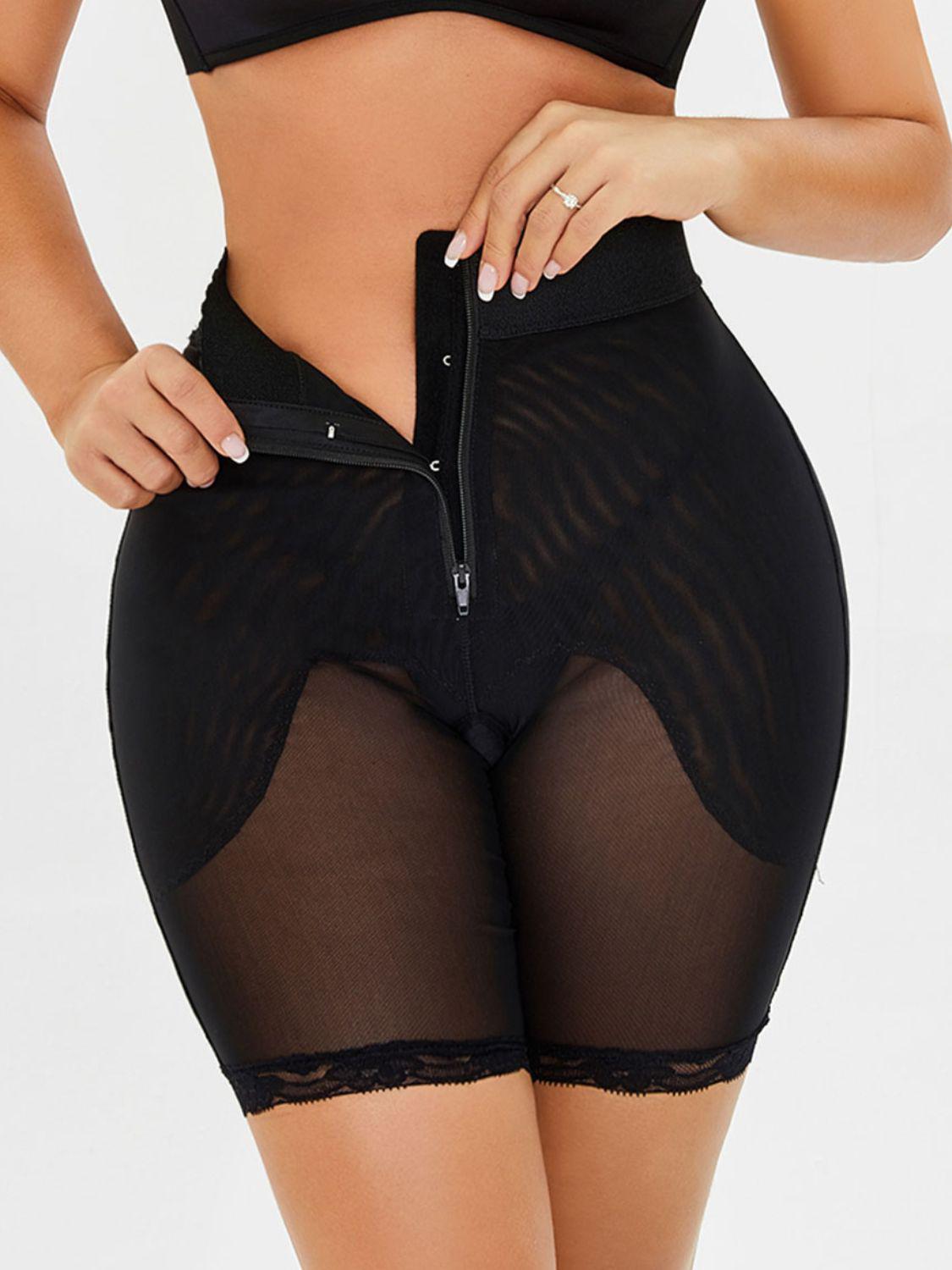 Full Size High-Waisted Lace Trim Shaping Shorts BLUE ZONE PLANET