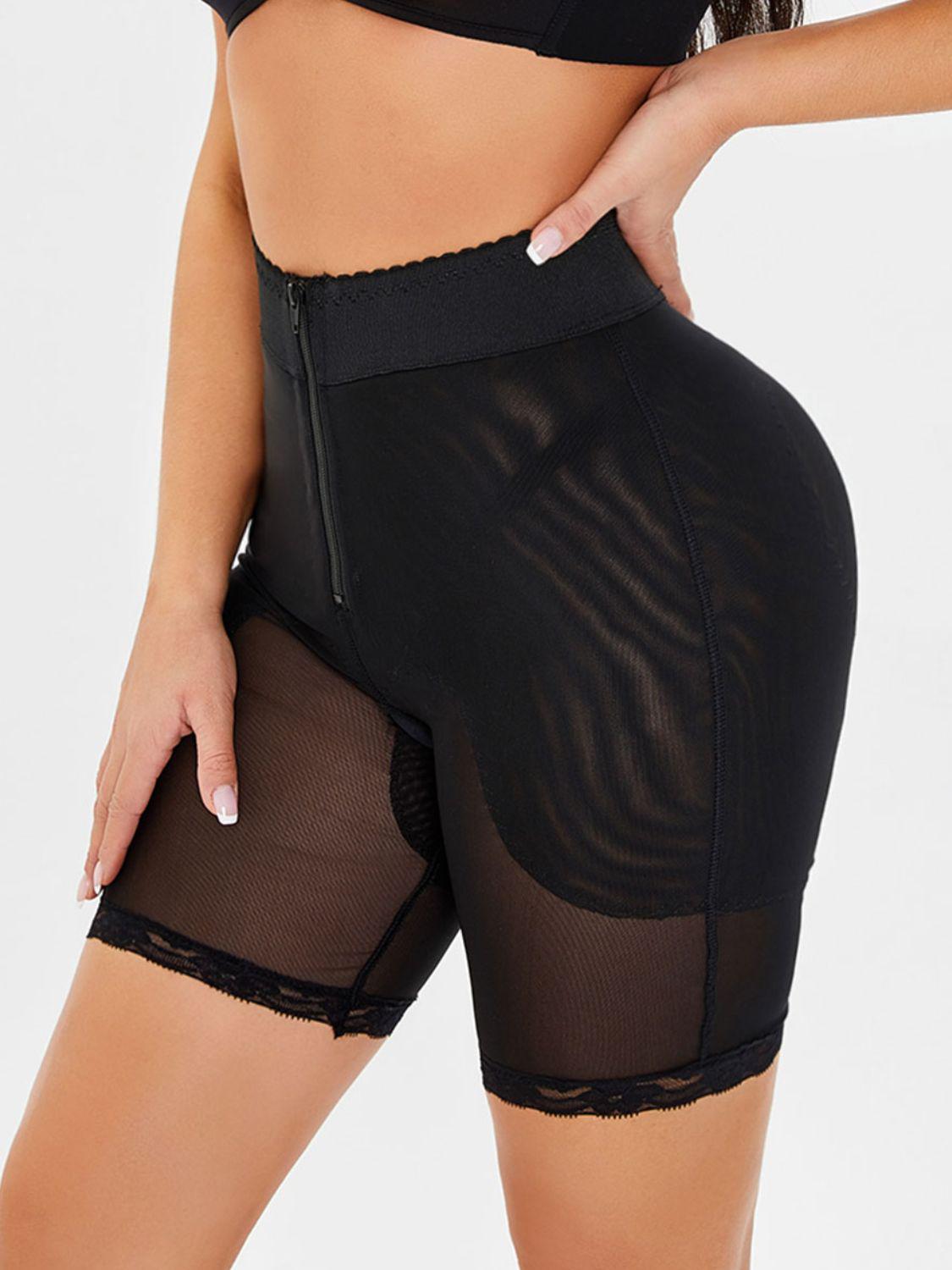 Full Size High-Waisted Lace Trim Shaping Shorts BLUE ZONE PLANET