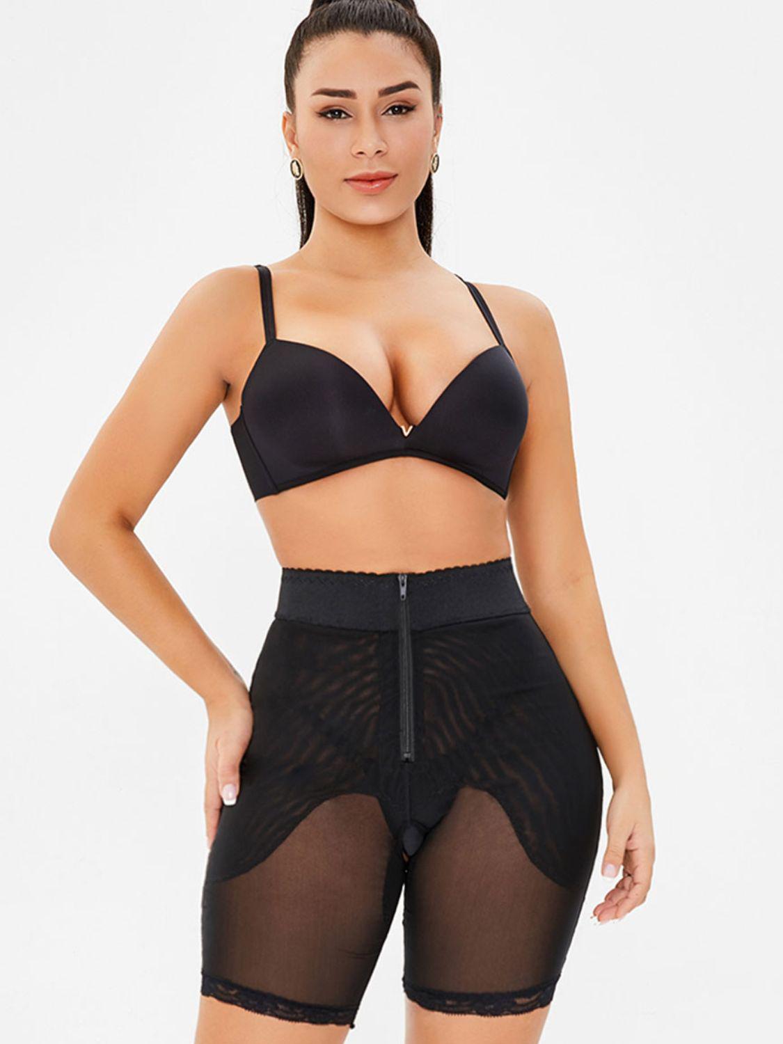 Full Size High-Waisted Lace Trim Shaping Shorts BLUE ZONE PLANET