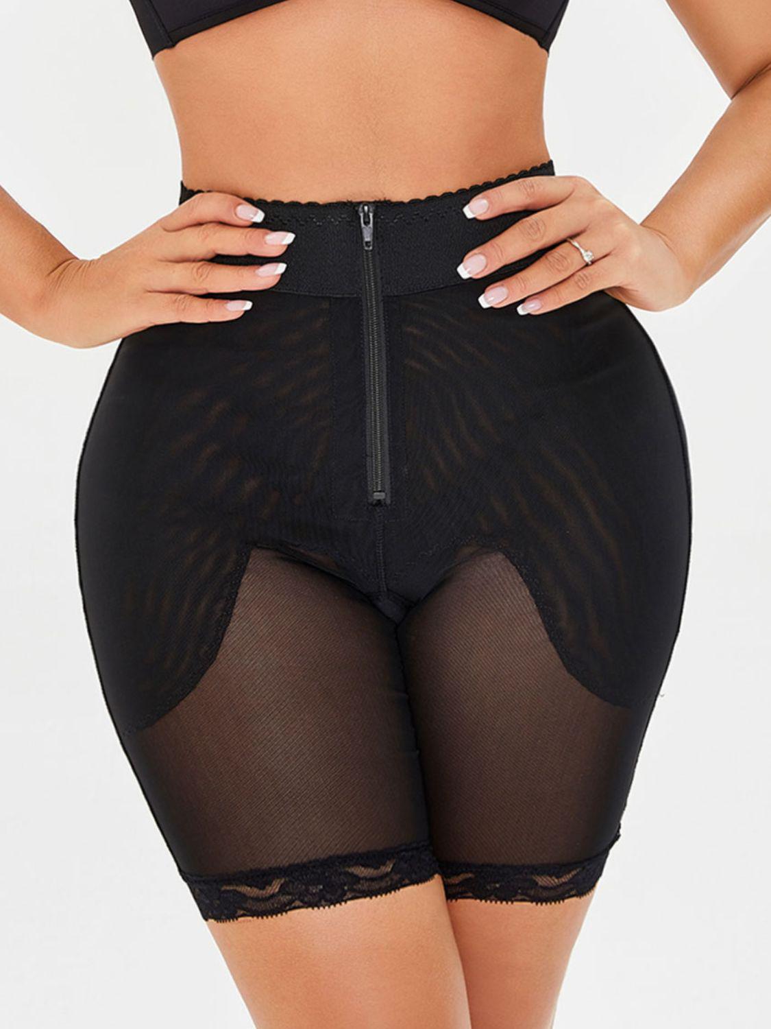 Full Size High-Waisted Lace Trim Shaping Shorts BLUE ZONE PLANET