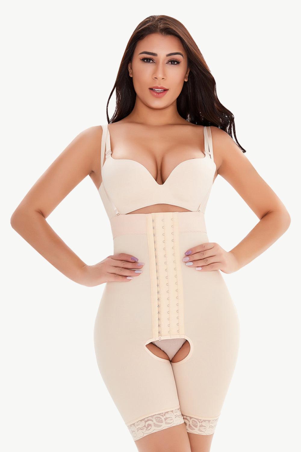 Full Size Hook-and-Eye Lace Trim Shaping Bodysuit BLUE ZONE PLANET