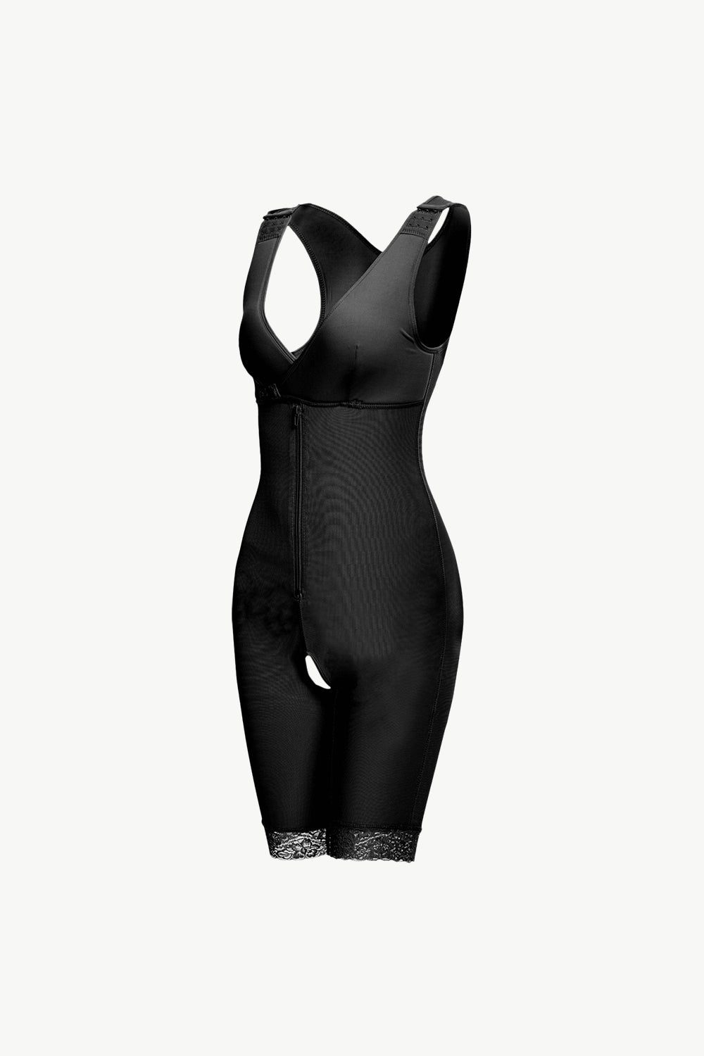 Full Size Lace Trim Shapewear with Zipper BLUE ZONE PLANET