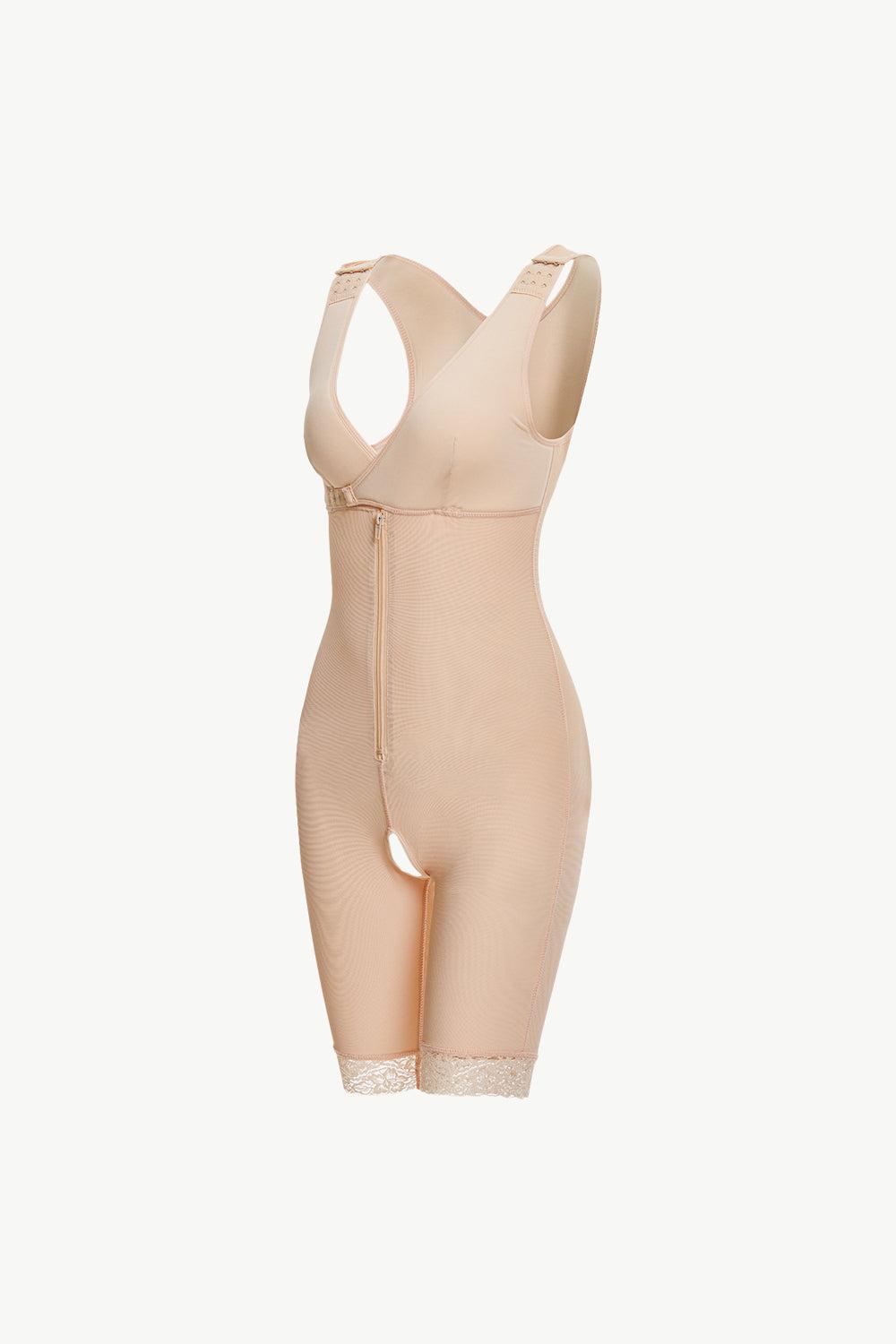 Full Size Lace Trim Shapewear with Zipper BLUE ZONE PLANET