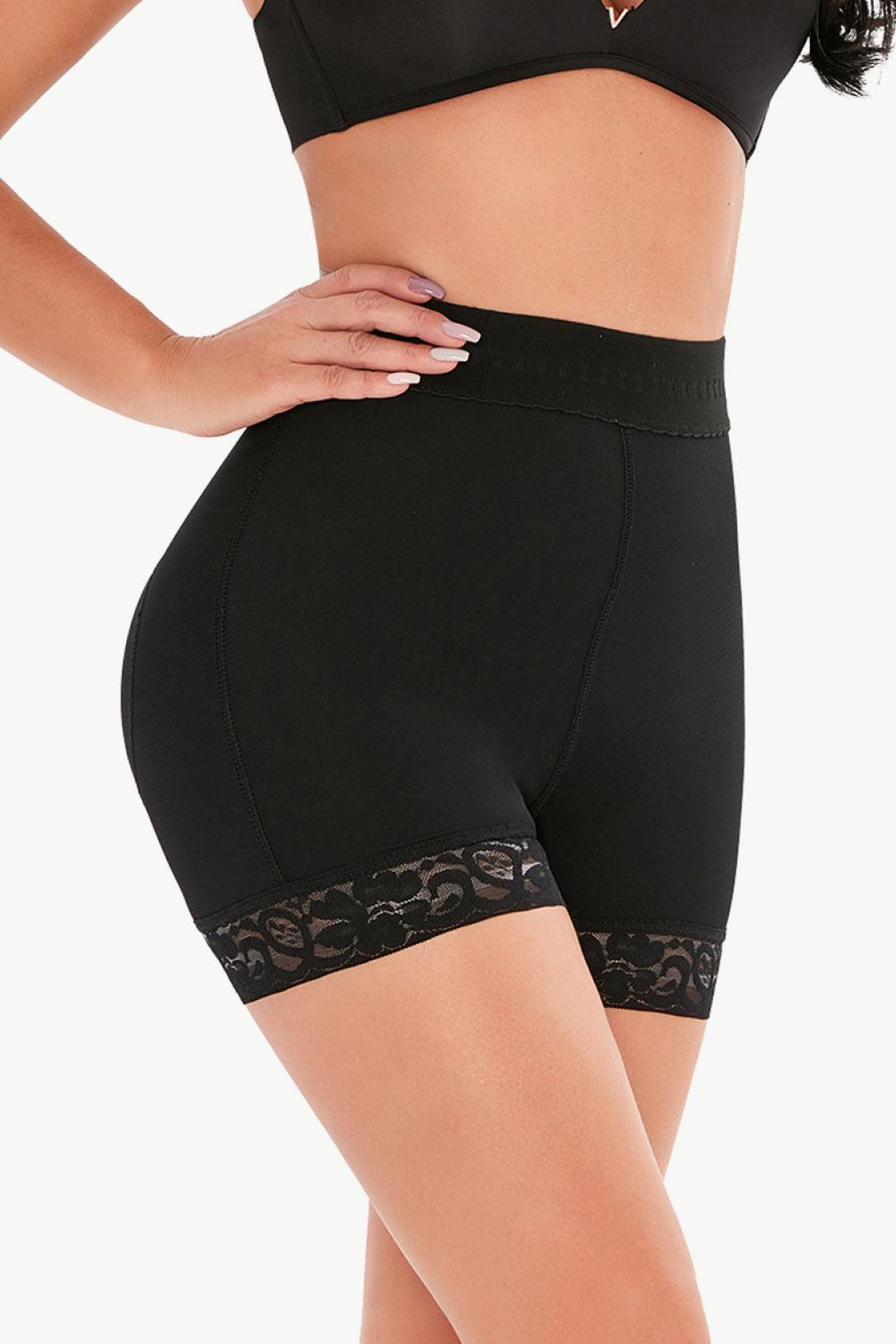 Full Size Pull-On Lace Trim Shaping Shorts BLUE ZONE PLANET