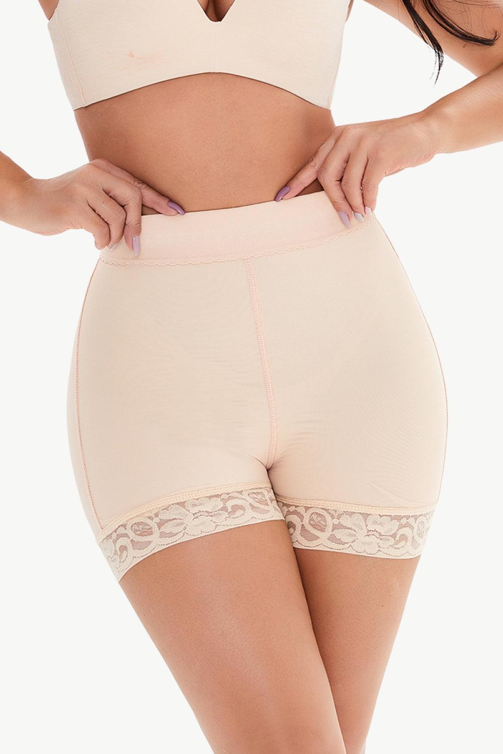 Full Size Pull-On Lace Trim Shaping Shorts BLUE ZONE PLANET