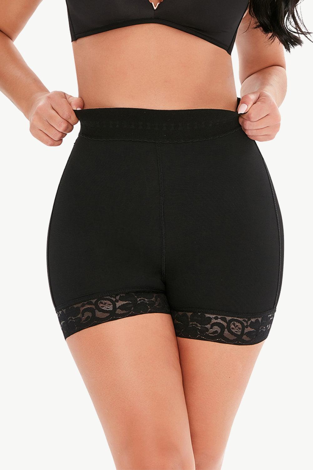 Full Size Pull-On Lace Trim Shaping Shorts BLUE ZONE PLANET