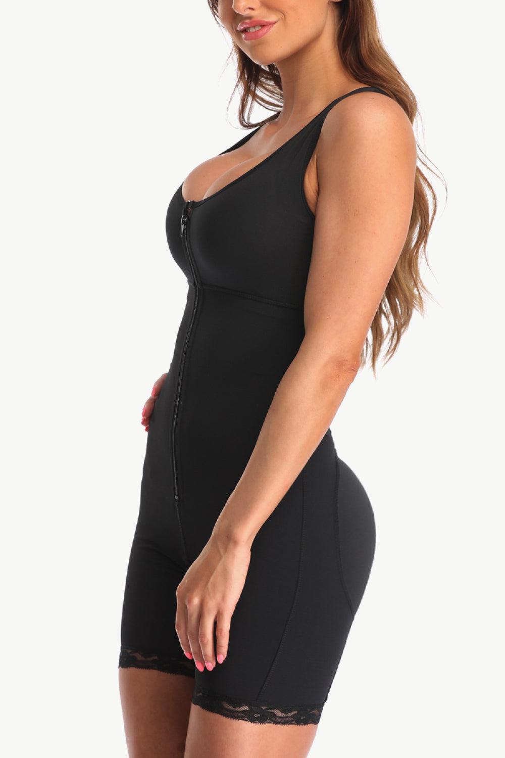 Full Size Zip-Up Lace Detail Shapewear BLUE ZONE PLANET