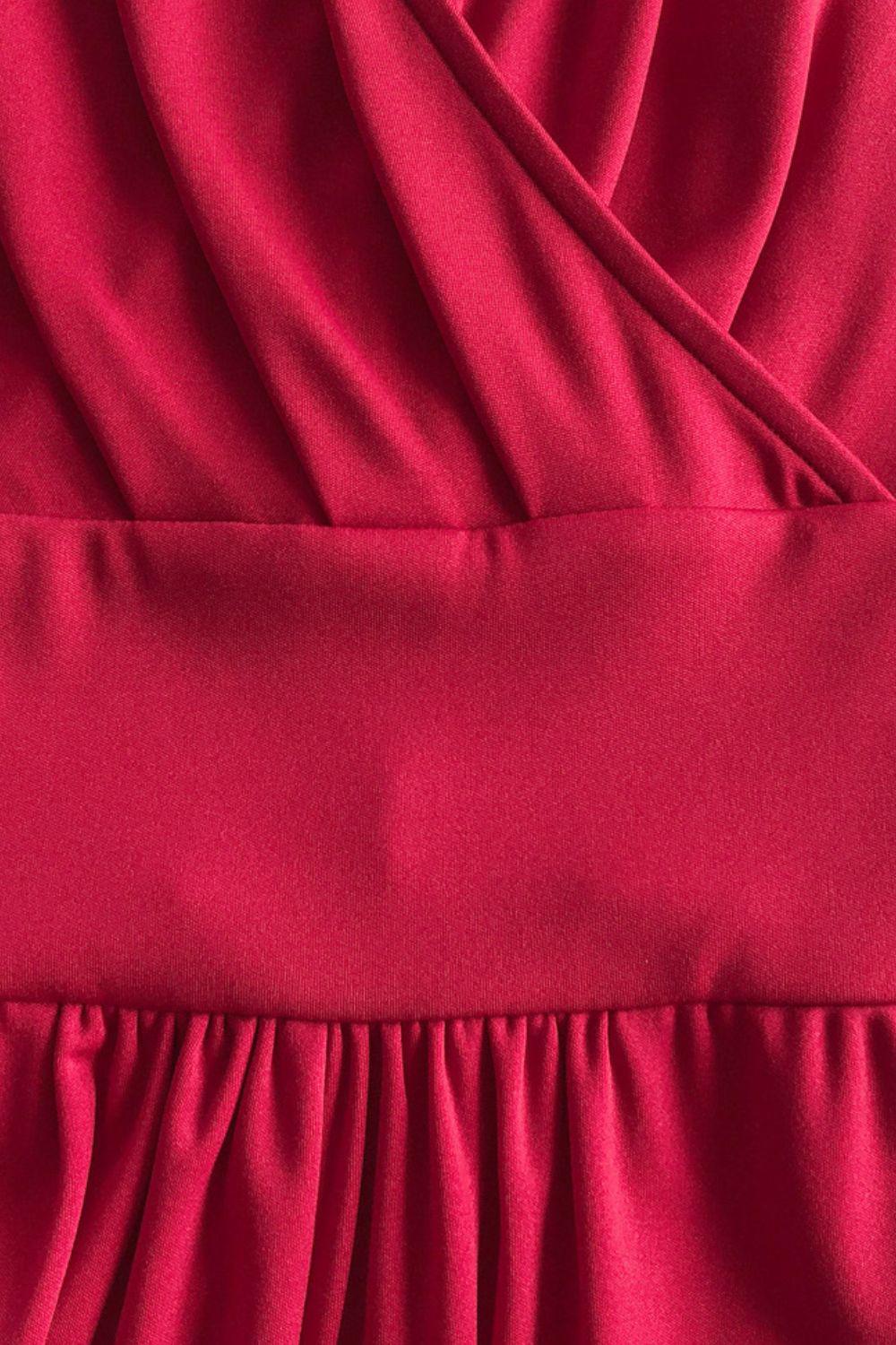 Gathered Detail Surplice Lantern Sleeve Jumpsuit BLUE ZONE PLANET