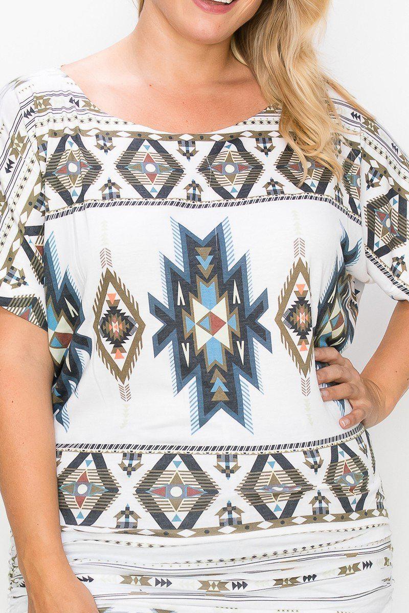 Geometric-tribal Sublimation Print Top Blue Zone Planet