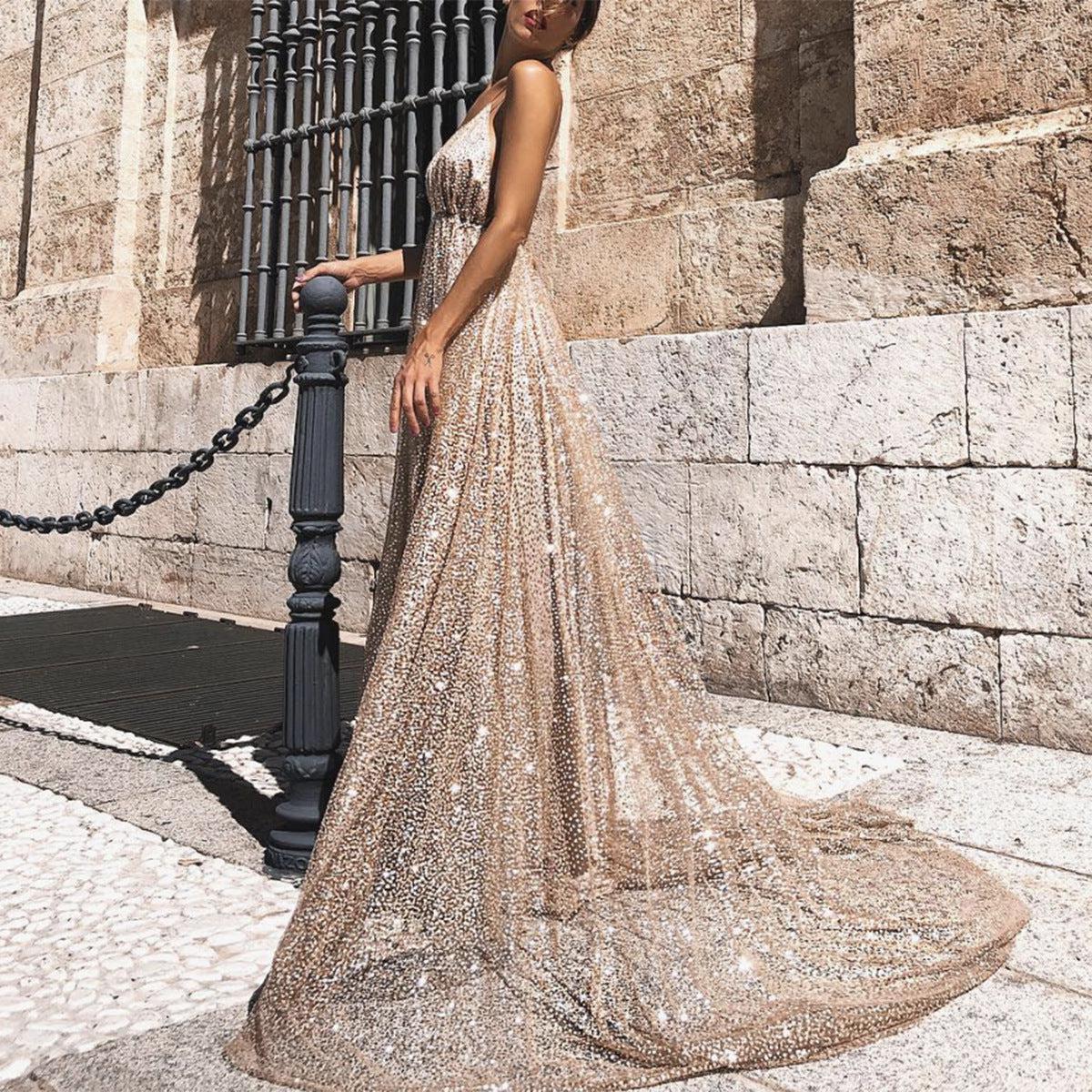 Glitter Evening Gown Floor Length Dresses Blue Zone Planet