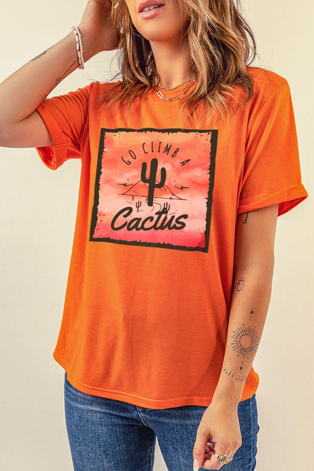 Go Climb A Cactus Slogan Graphic Tee Shirt BLUE ZONE PLANET