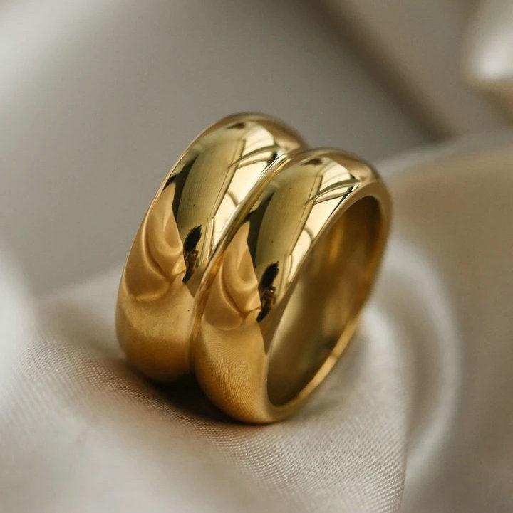 Gold Double Ridge Ring BLUE ZONE PLANET