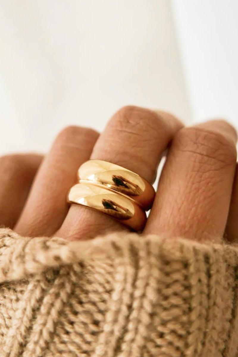 Gold Double Ridge Ring BLUE ZONE PLANET