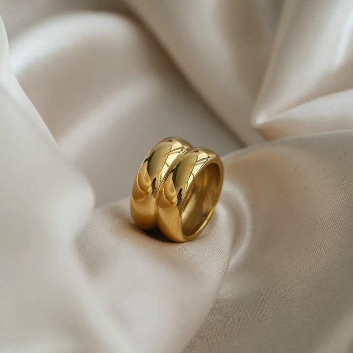 Gold Double Ridge Ring BLUE ZONE PLANET