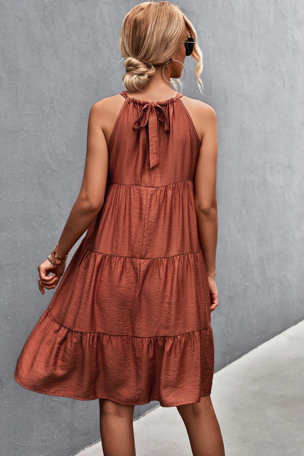 Grecian Tiered Sleeveless Dress BLUE ZONE PLANET
