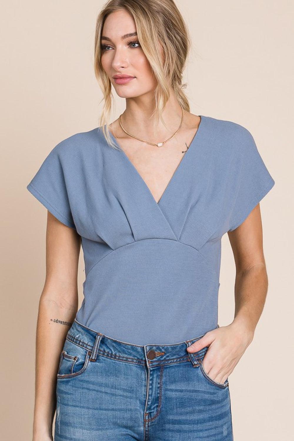 HEYSON Flatter Me Thermal V-Neck Bodysuit BLUE ZONE PLANET