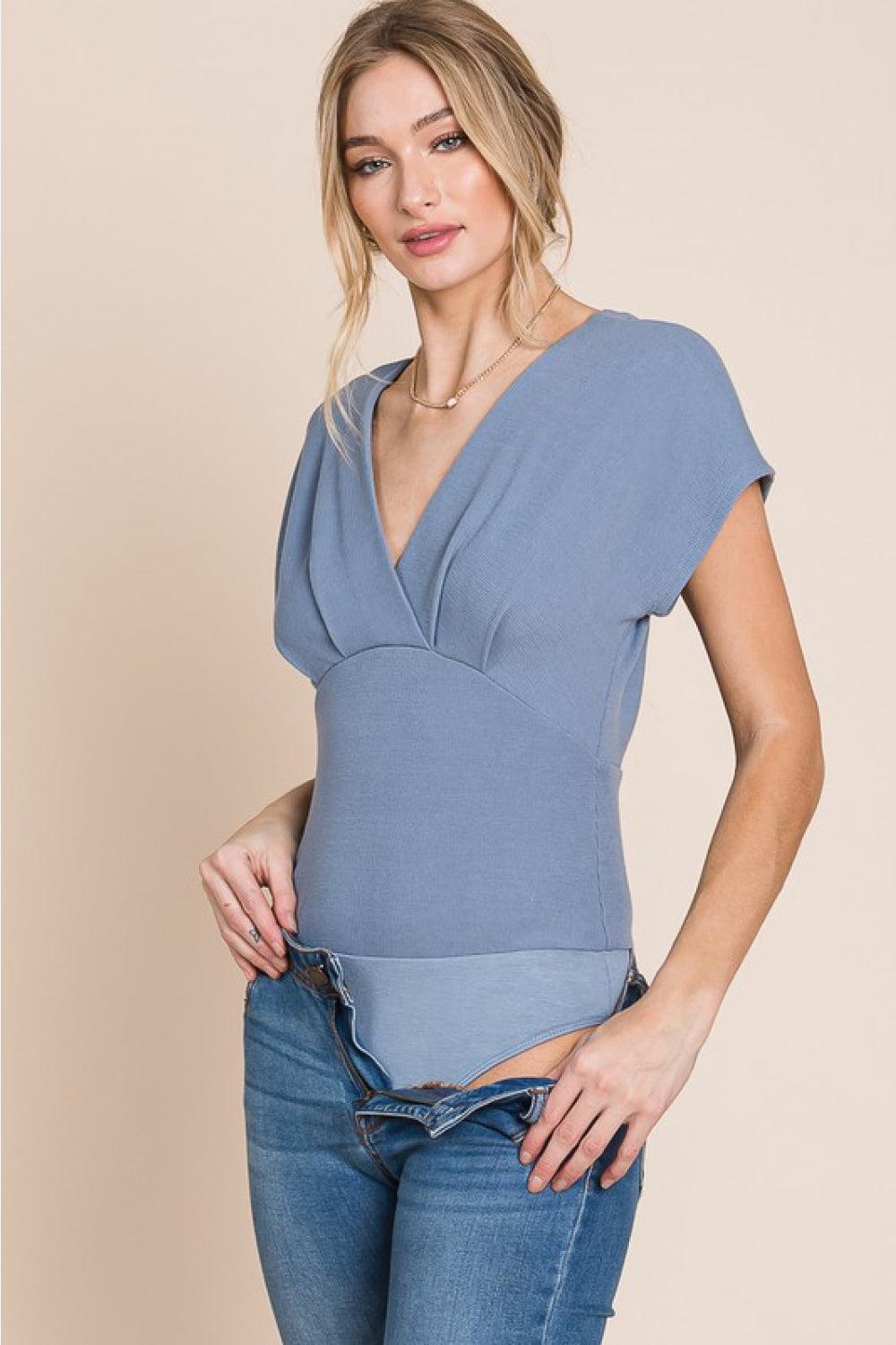 HEYSON Flatter Me Thermal V-Neck Bodysuit BLUE ZONE PLANET