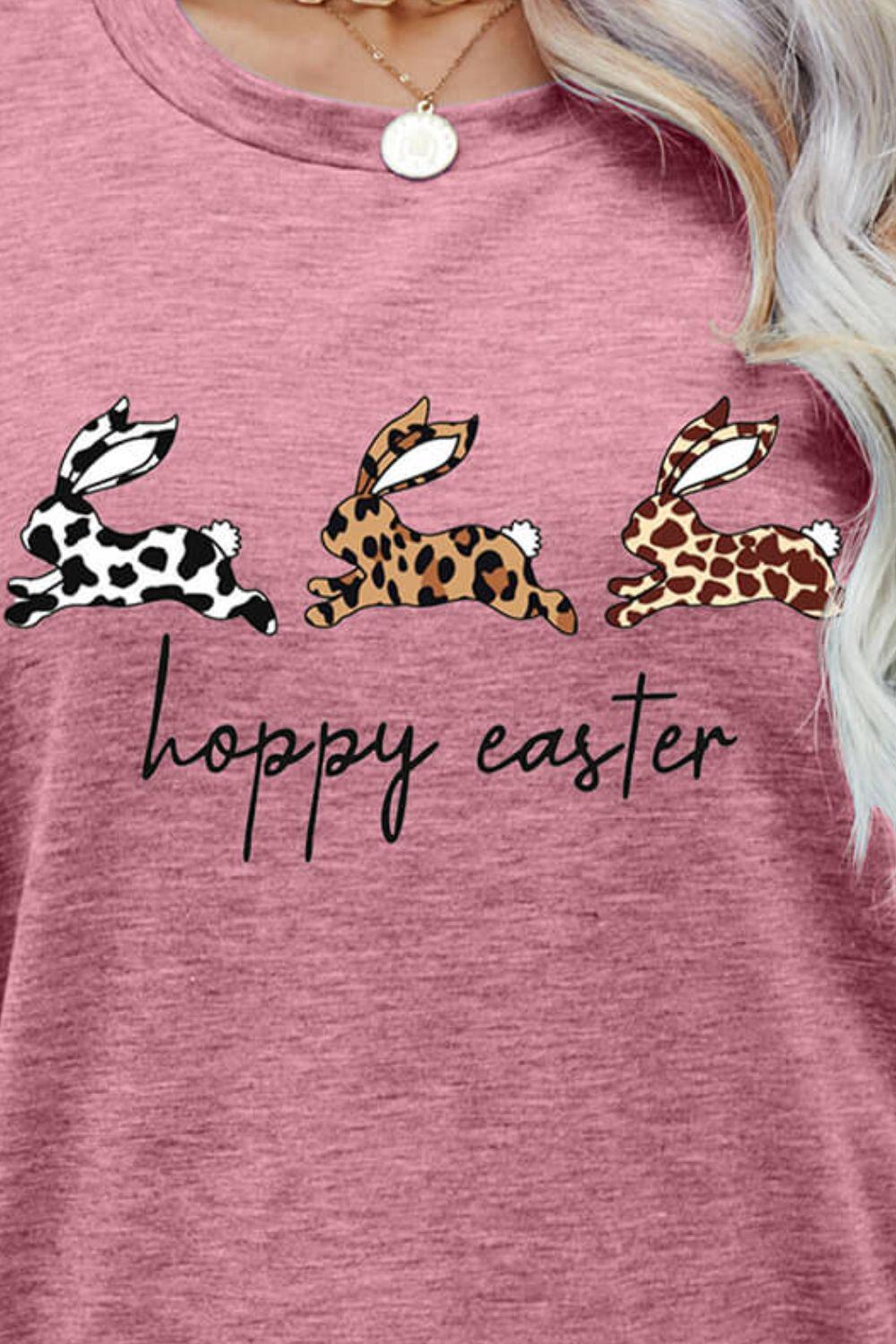 HOPPY EASTER Bunny Graphic Tee Shirt BLUE ZONE PLANET