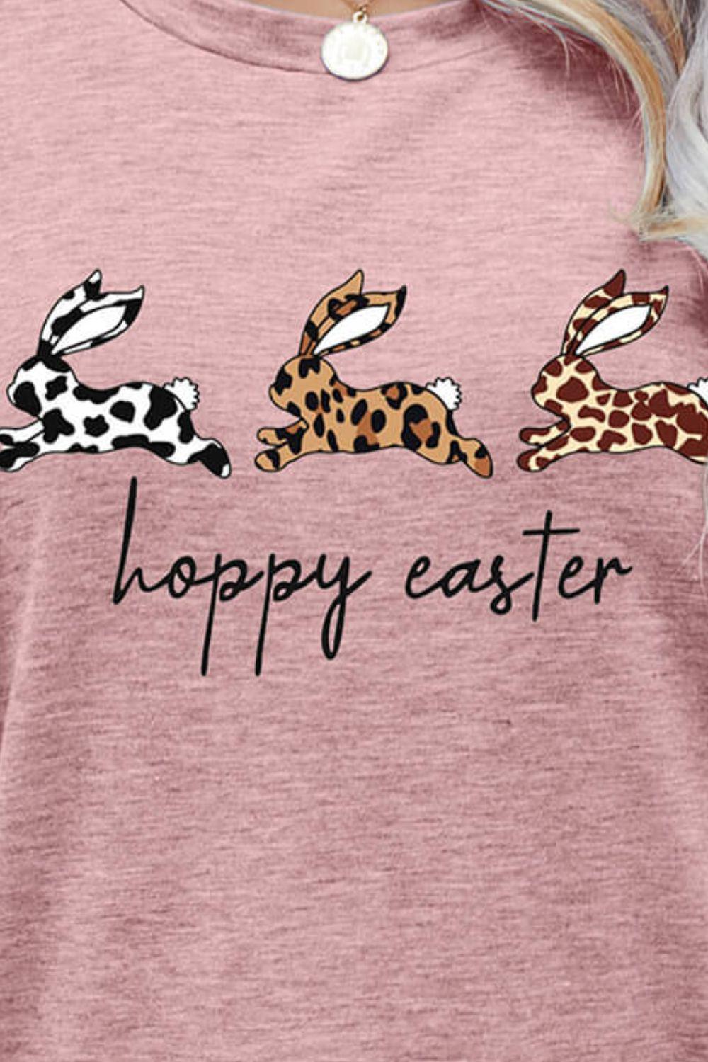 HOPPY EASTER Bunny Graphic Tee Shirt BLUE ZONE PLANET