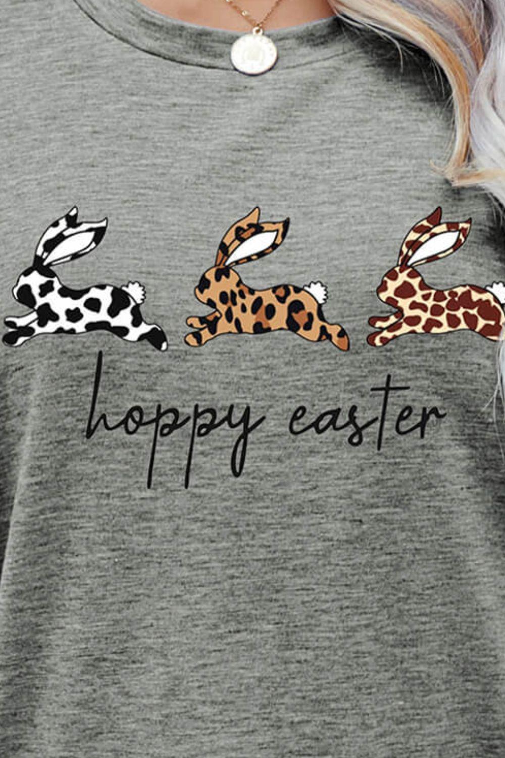 HOPPY EASTER Bunny Graphic Tee Shirt BLUE ZONE PLANET