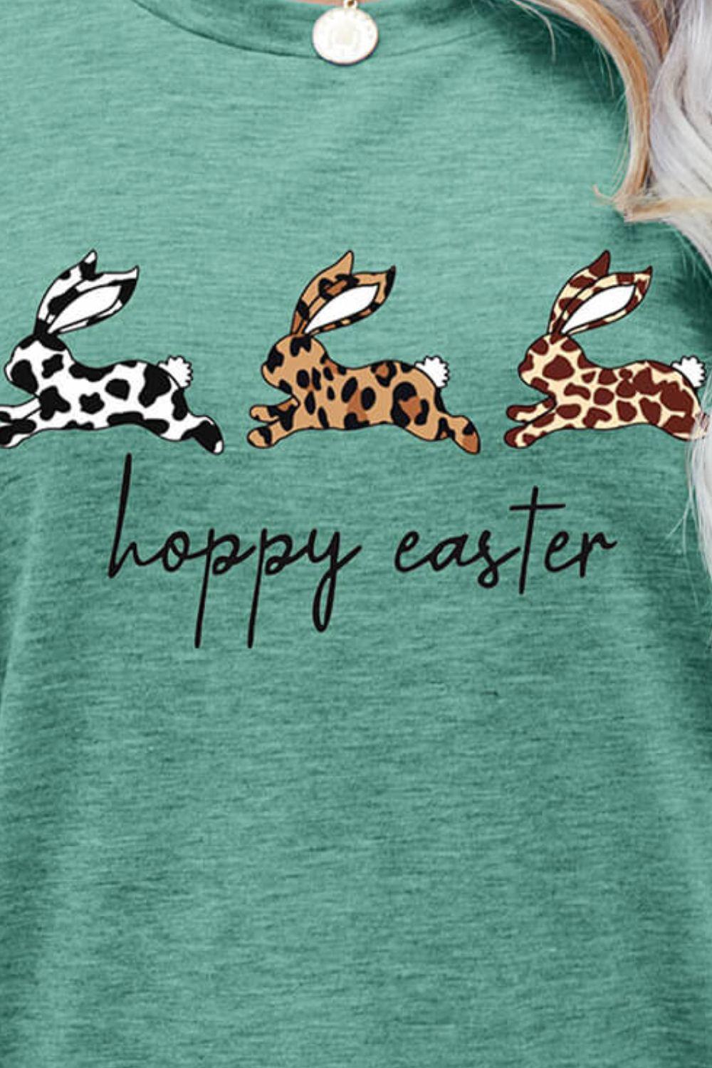 HOPPY EASTER Bunny Graphic Tee Shirt BLUE ZONE PLANET